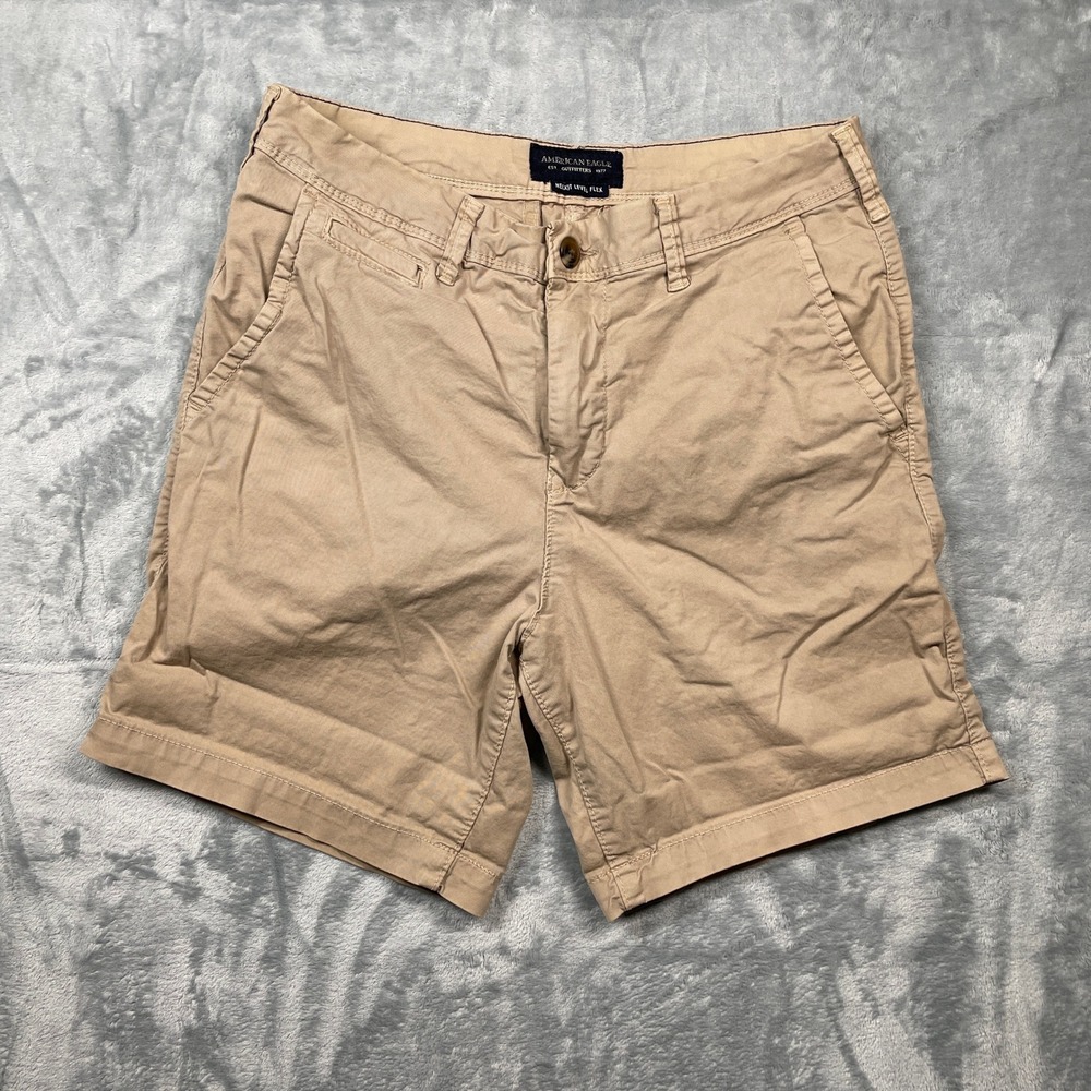 American Eagle Outfitters Womens Slim Fit Stretch Khaki Chino Shorts Size 29